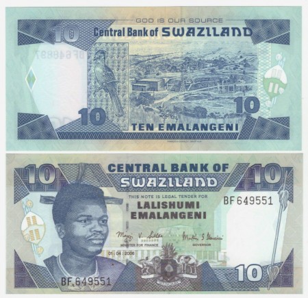 Svazijsko 10 Emaiangeni 2006 UNC Pick 29c	   