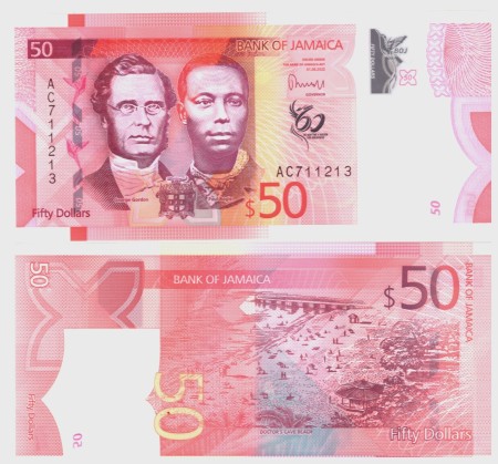 Jamajka 50 Dollars 2022 (2023) (výročná) Polymer UNC Pick 96a
